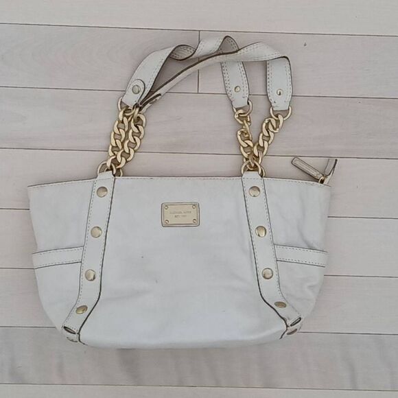 Michael Kors Women's Chain Leather Strap Shoulder Bag White - Picture 1 of 7